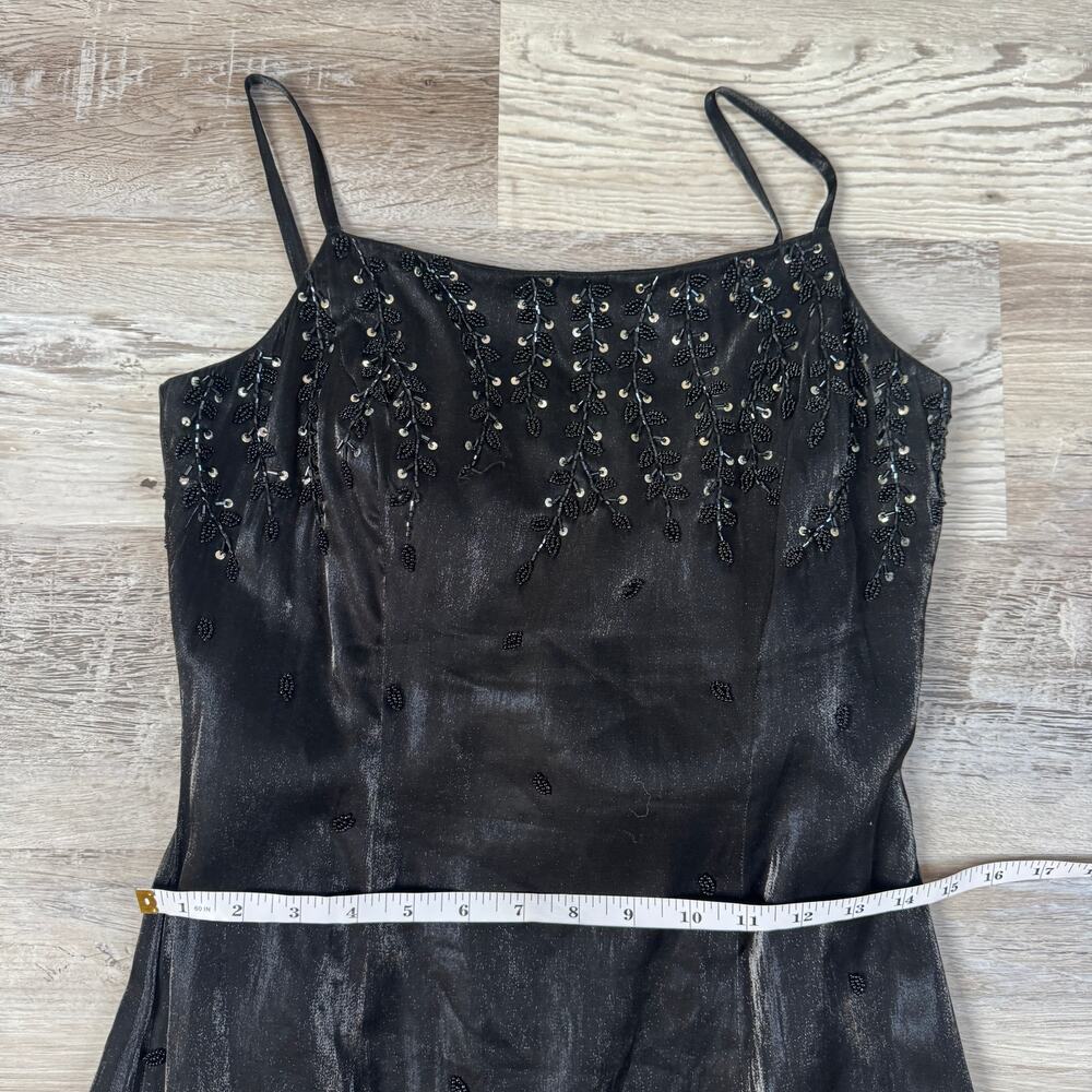Vintage Y2K Cache Black Beaded Chiffon Maxi Dress Goth Homecoming Prom Formal 8 - Picture 10 of 11